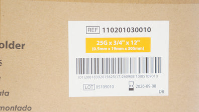 Sol-Millennium 110201030010 Blood Collection Ndle 25G x 3/4 x 12in - Box